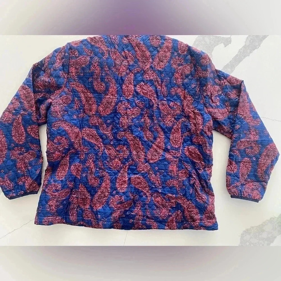 Lands End Women’s Quilted‎ Zip Up Paisley Long Sleeve Spring Jacket EUC Size XLP - Picture 5 of 8
